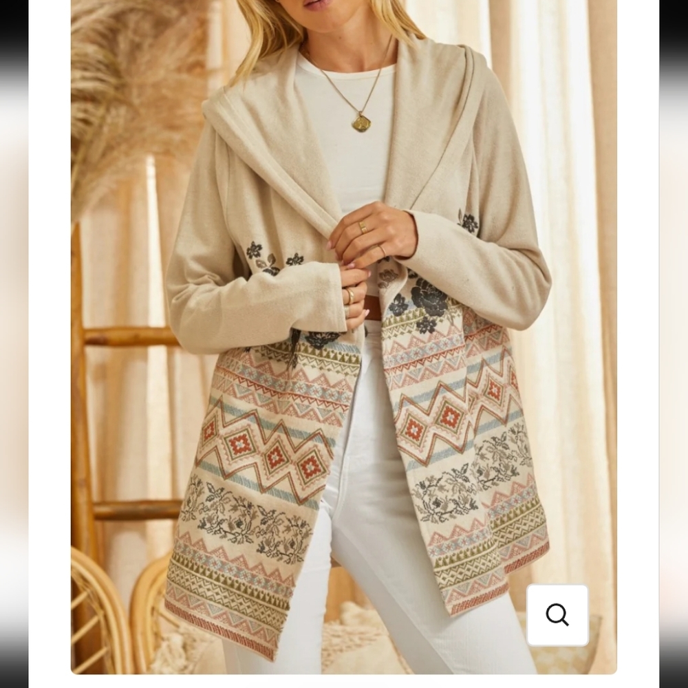 Savanna Jane Fondest Memories Embroidered Hooded Open Cardigan